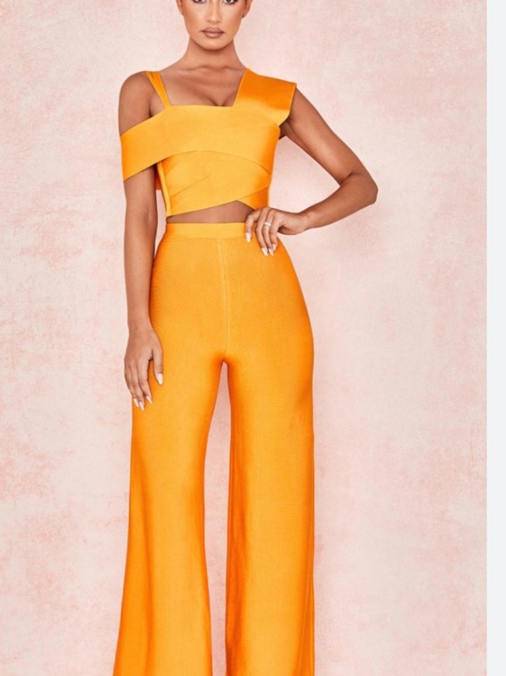 House of CB Orange Wide-Leg High-Waist Pants New